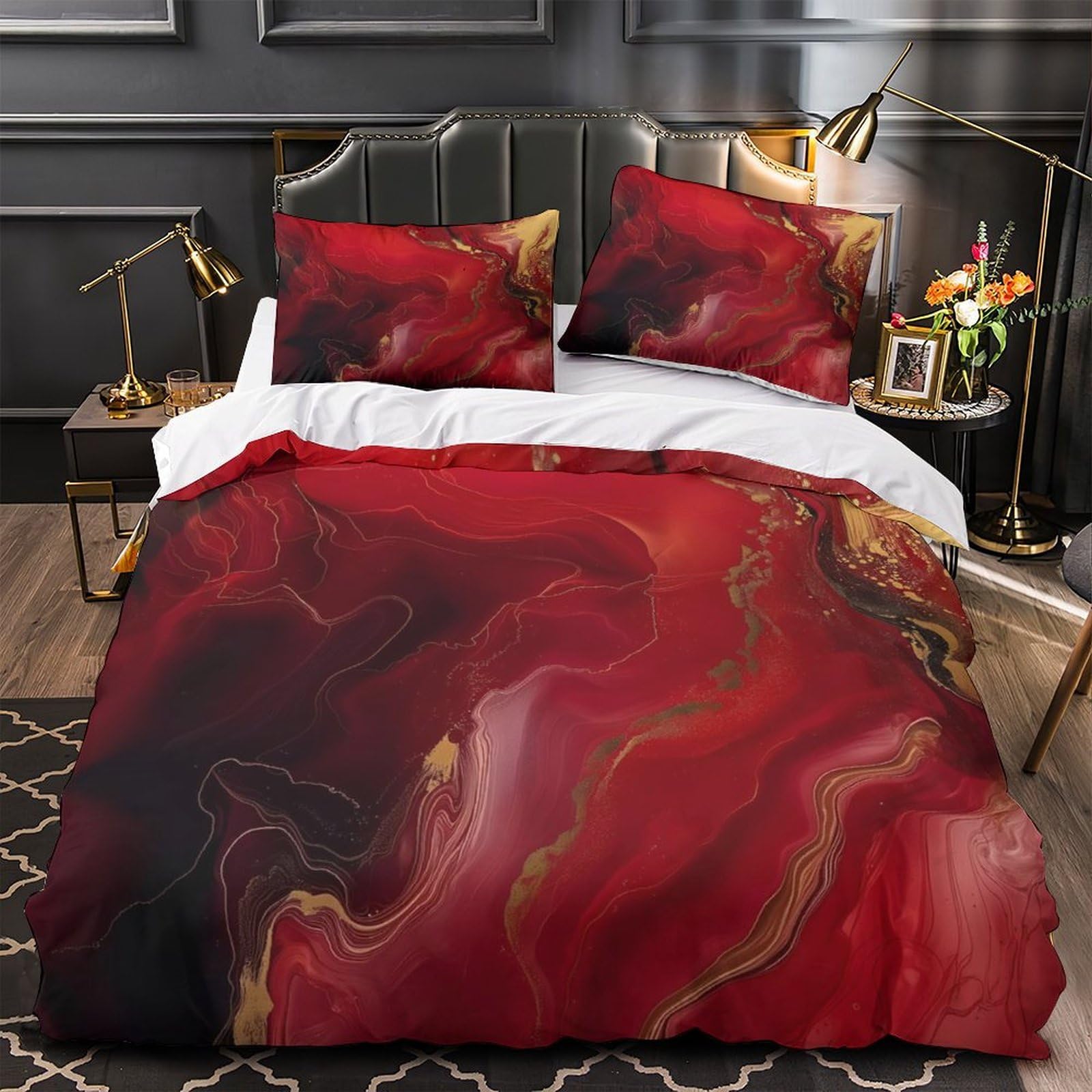 Housse de couette rouge 140x200 pour un lit d'adulte moderne et cosy