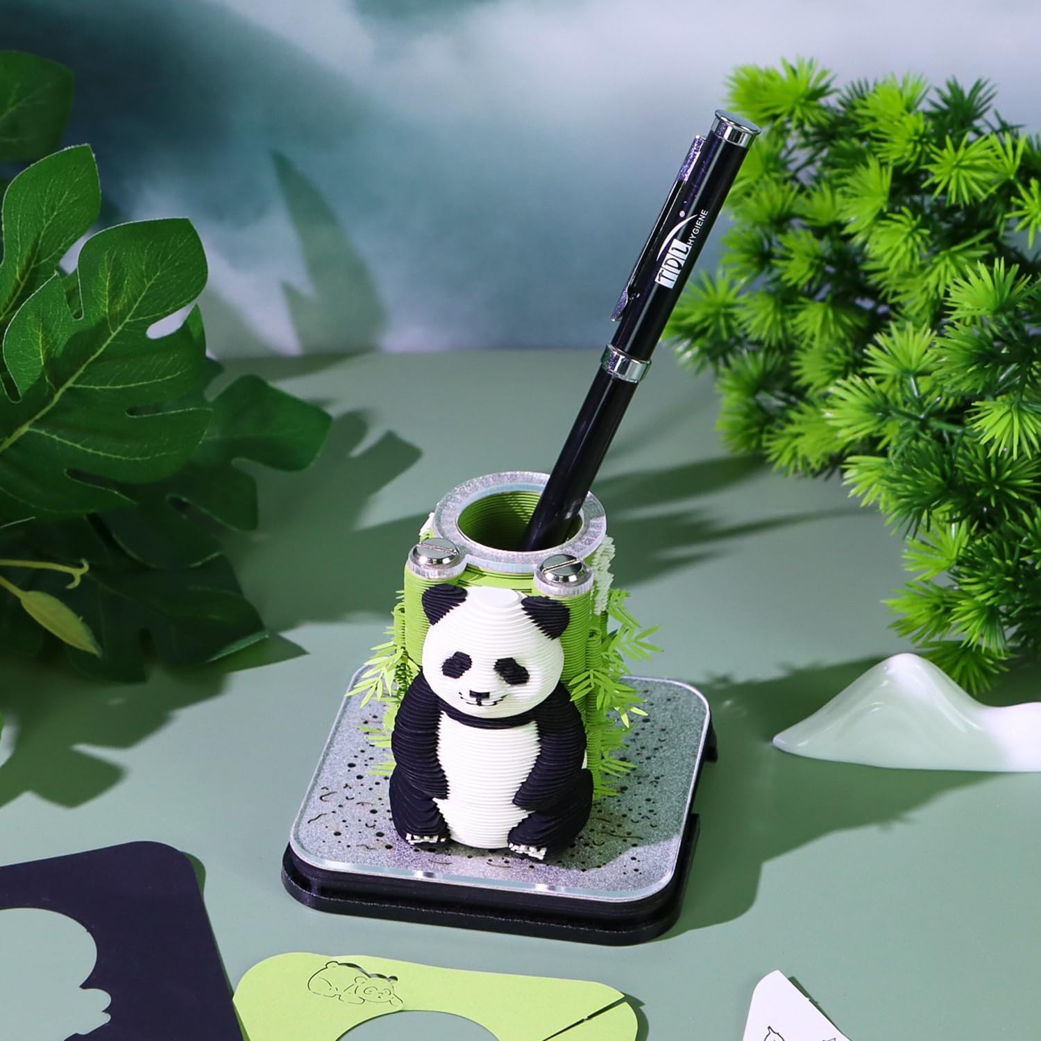 3D Calendar 2026, Panda Time Piece Calendar 2026, Daily Tear-Off Memo Pad with LED Glow, Paper Carving Desktop Decoration, Unique Holiday & New Year Paper Craft Gift