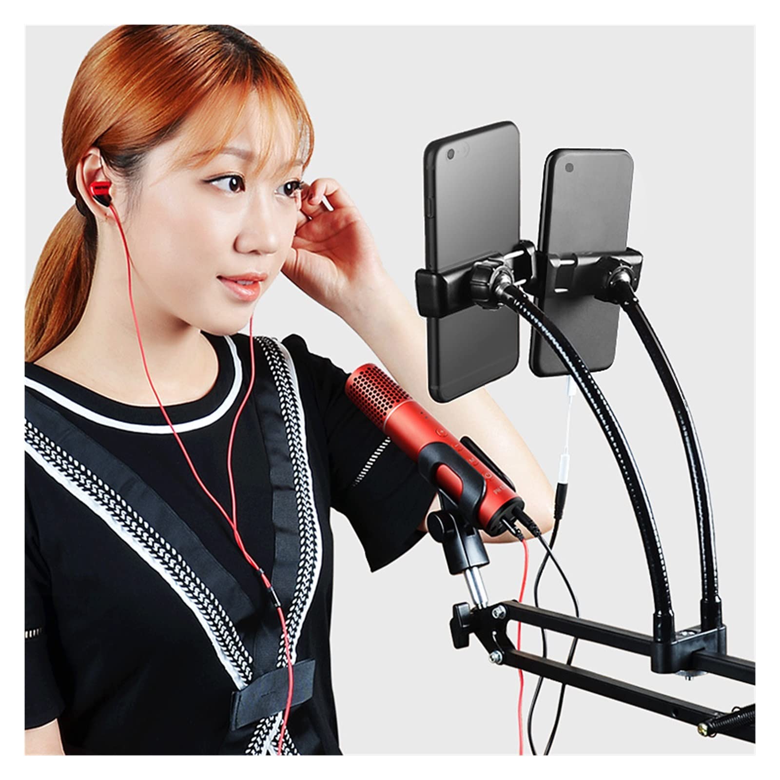 Cell Phone Karaoke/Live Broadcast Shouting Wheat Microphone Gold Plated Diaphragm Professional Recording Audio (Color : B)