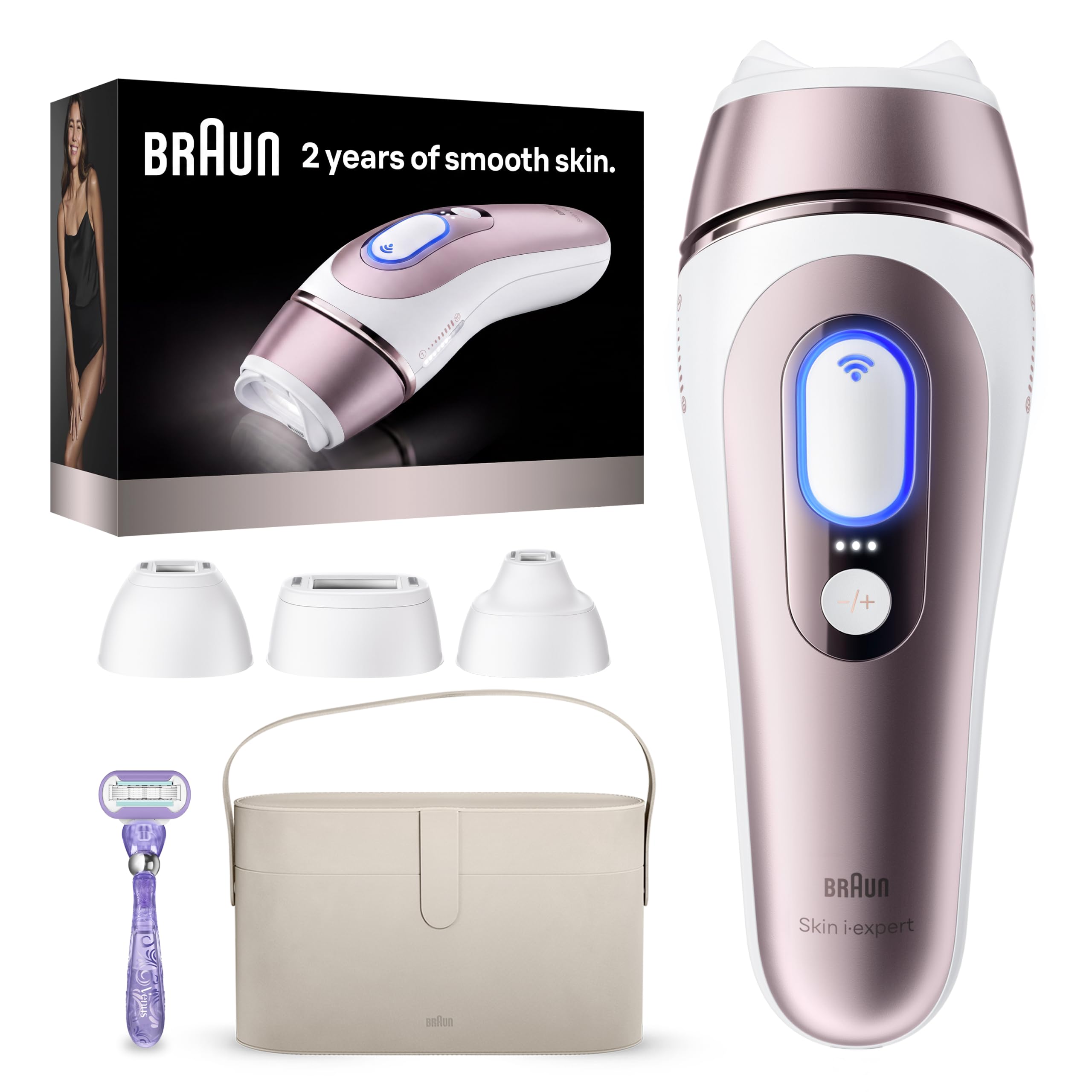 Braun Smart IPL, Skin i·Expert Pro 7, VOGUE's Best Hair Removal Device, IPL Hair Removal for Women and Men, Permanent Laser Hair Reduction At-Home, World's 1st Smart App, 4 Heads, IPL7387
