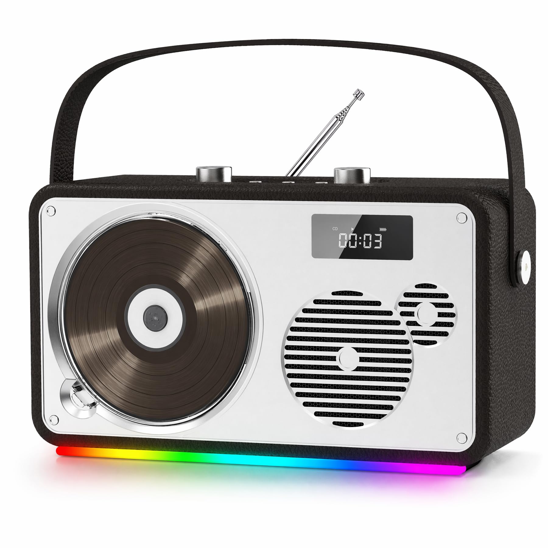 LONPOO Portable CD Player with Bluetooth 5.1, Rechargeable Battery, Dual Stereo Speakers, FM Radio, USB/AUX, Remote Control for Parents, Seniors, and Music Lovers-picture-17