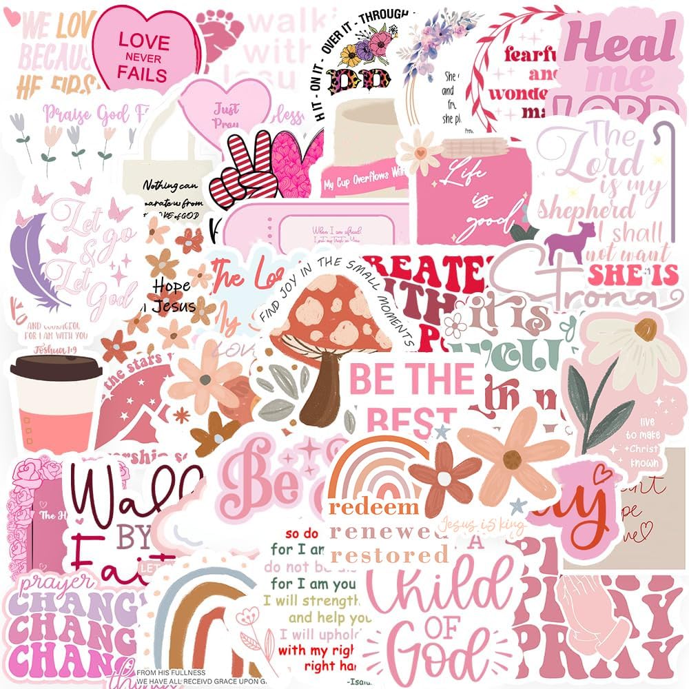 Amazon.com: 100PCS Bible Verse Stickers,Cute Pink Christian ...