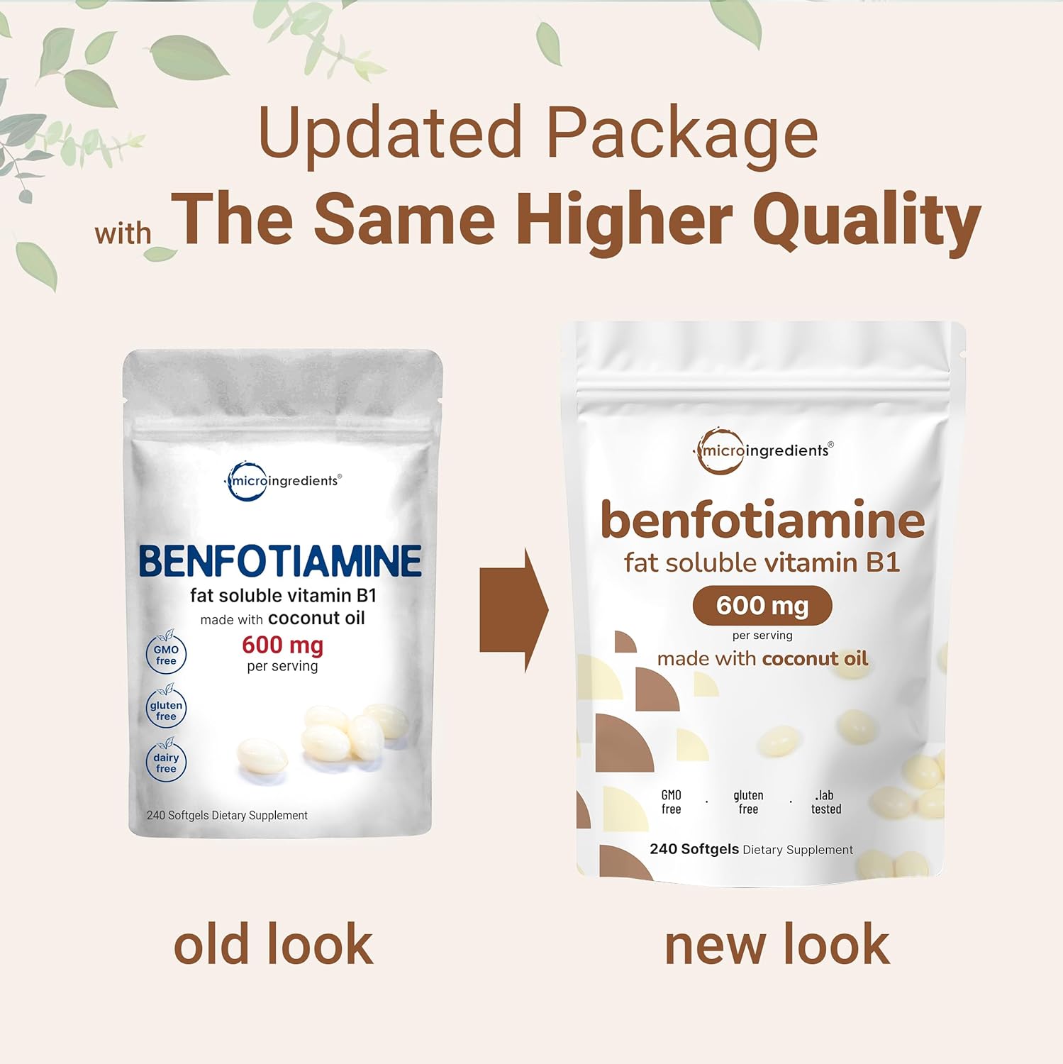 Vitamin B1 Benfotiamine 600mg Per Serving, 240 Coconut Oil Softgels | Bioavailable B Vitamins Supplement, Converted to Active Thiamine | Non-GMO, Soy Free - Image 3
