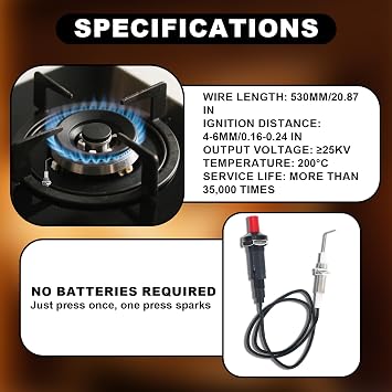 2pcs Propane Push Button Piezo Igniter, Grill Ignition Replacement with Screw Ignition Needle Practical Accessories for Oven Kitchen Gas Fireplace