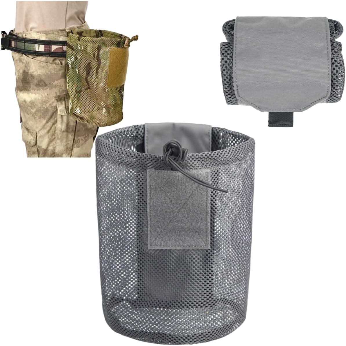 ACEXIER Foldable Net Pocket Roll-up Mag Tactical Recycle MOLLE Mesh Dump Pouch Magazine Military Equipment Outdoor Hunting