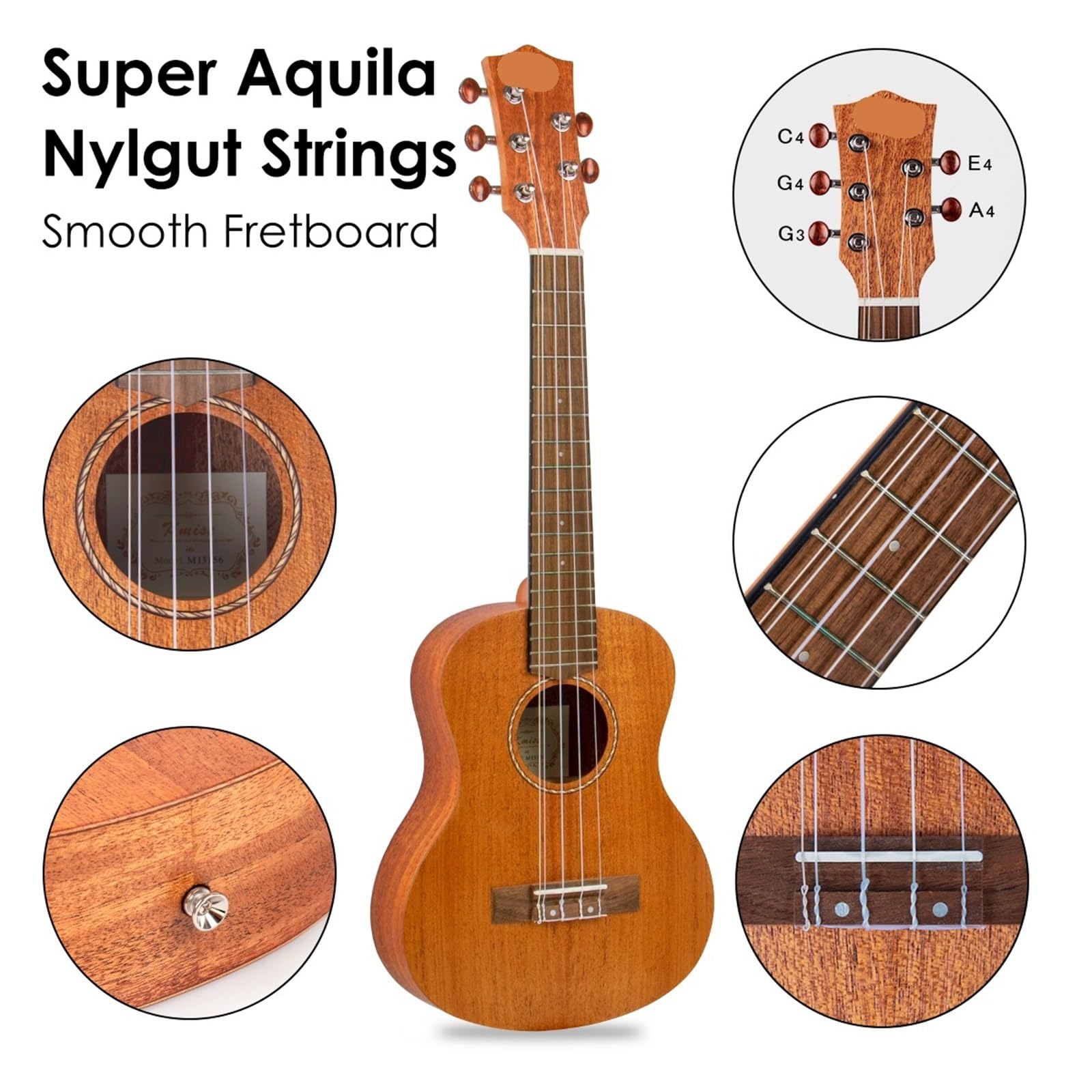 Ukulele Ukulele for scuole e Principianti Ukulele tenore a 5 Corde con Tracolla e Plettri Corde Ukulele Soprano