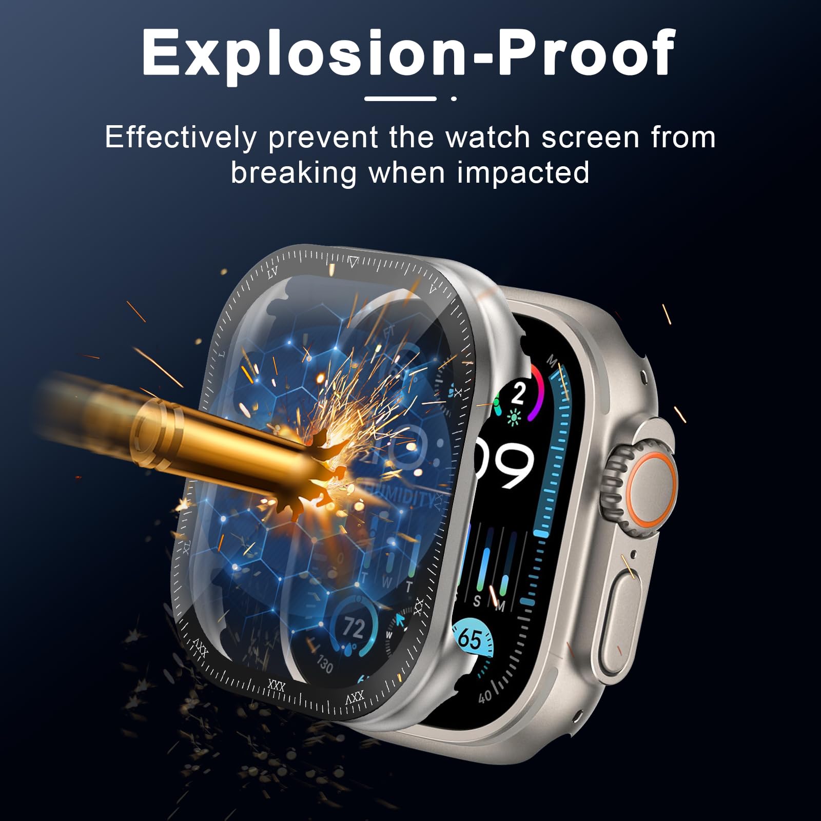 Screen Protector for Apple Watch Ultra 2 49mm/Screen Protector for Apple Watch Ultra 49mm Tempered Glass Case - Image 2
