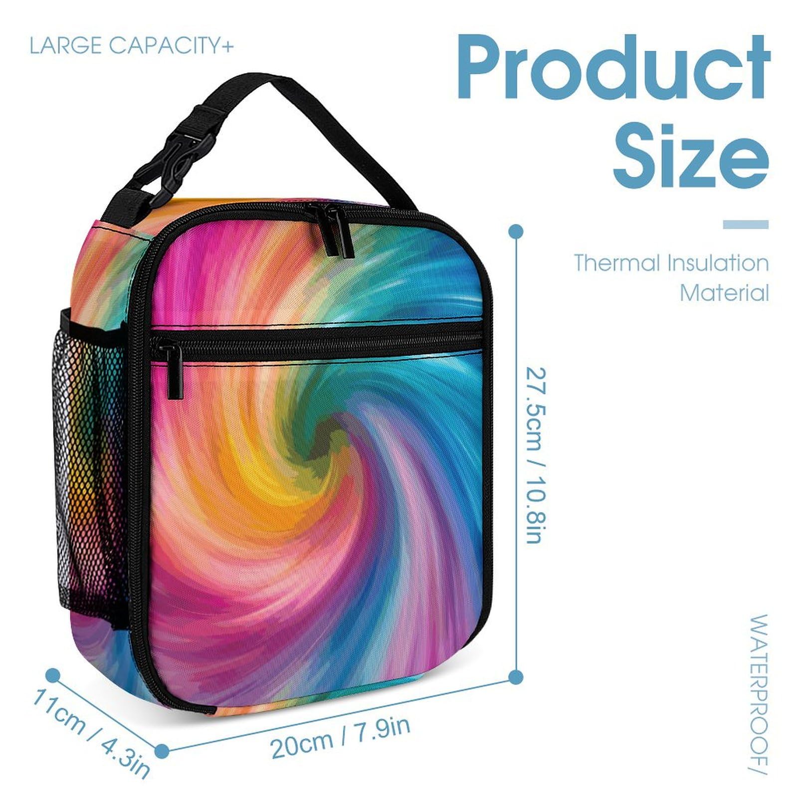 Borsa termica per il pranzo con motivo arcobaleno, per donne e uomini