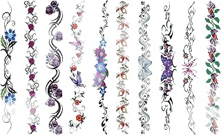 Belly Tattoo Stickers, Temporary Tattoos for Women 10pcs Temporary Tattoos Stickers Waist Belly Waterproof Tattoo Stickers Fake Flower Tattoos Stickers