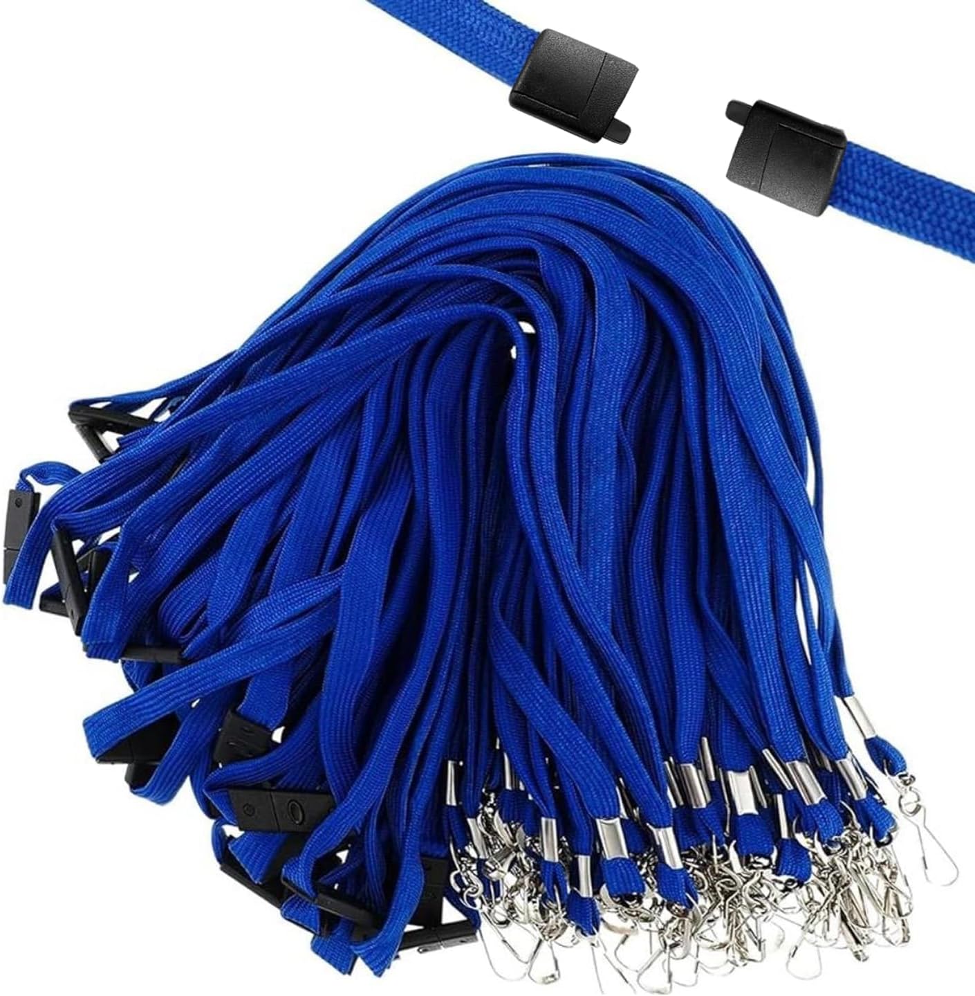 Safety Breakaway Lanyard with J-Hook – Flat Bulk Lanyards for ID Badges, Name Tags & Card Holders – 50 Pack Premium Cruise, Work, School Lanyards for Women & Men – Black, Breakaway for Safety