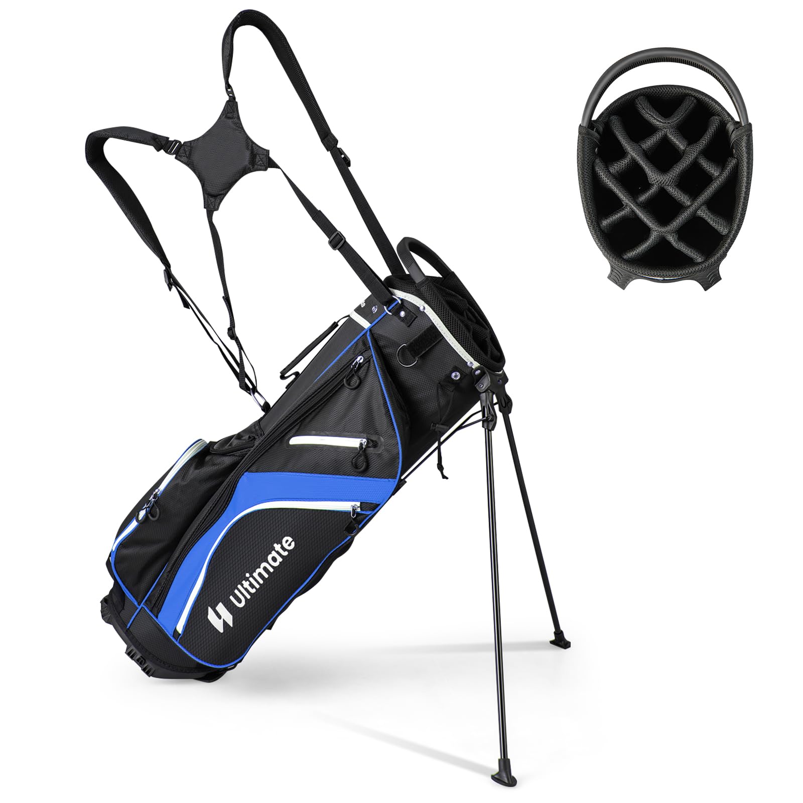 GOPLUS - Bolsa de golf con soporte de 14 compartimentos, bolsa de golf trípode con doble tirantes, 6 bolsillos con cremallera, bolsa isotérmica, bolsa de lluvia, bolsa de golf portátil para hombres y