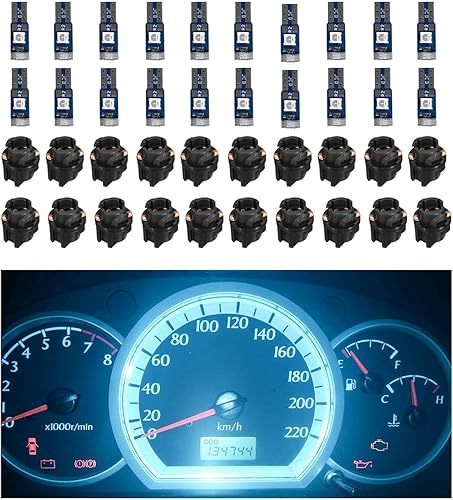 Miniatura 1 de Augeny 20 luces LED T5 para tablero de automóvil, 3030-3SMD de alta luz LED para automóvil con enchufe giratorio, bombilla LED interior automática