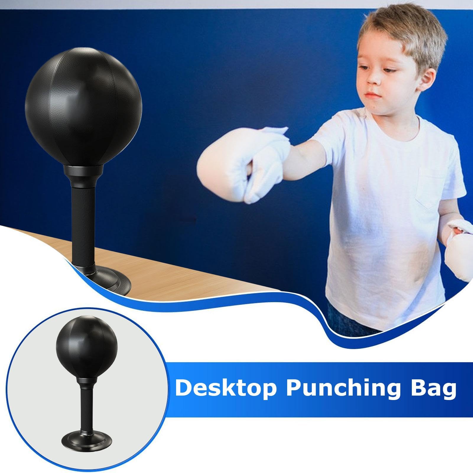 Multifunktionaler PU-Leder-Boxsack, Boxausrüstung, lustiges Workout-Zubehör für Tische, Boxsack für die Arbeit, Saugnapf-Boxsack, Büro-Boxsack, 35 cm