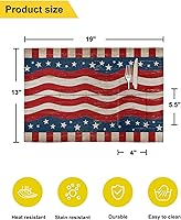 Vista 6 de Independence Day - Juego de 4 manteles individuales para mesa de comedor, juego de 4 manteles individuales de algodón y lino con bolsillo, mesa