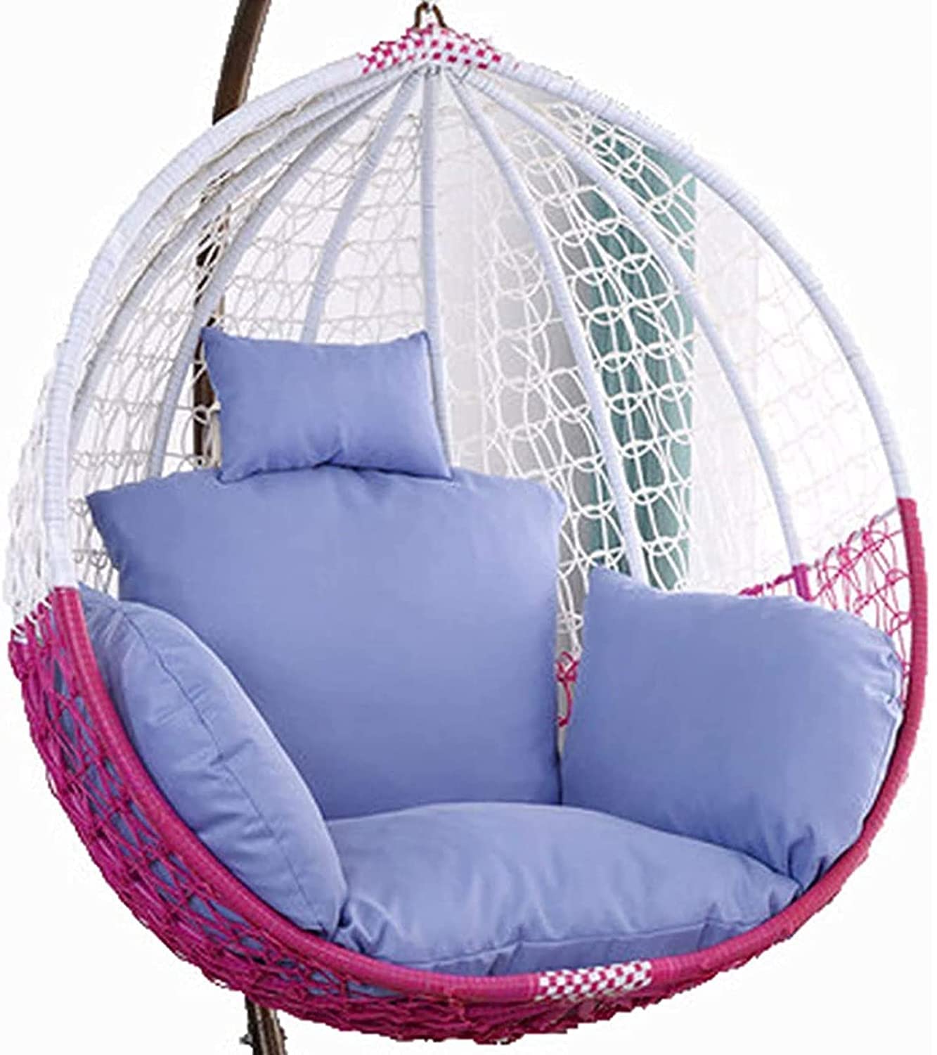 Cuscino per sedia da salotto sospeso da esterno con cinturino fisso, blu, di piccole dimensioni, per mobili da giardino in rattan
