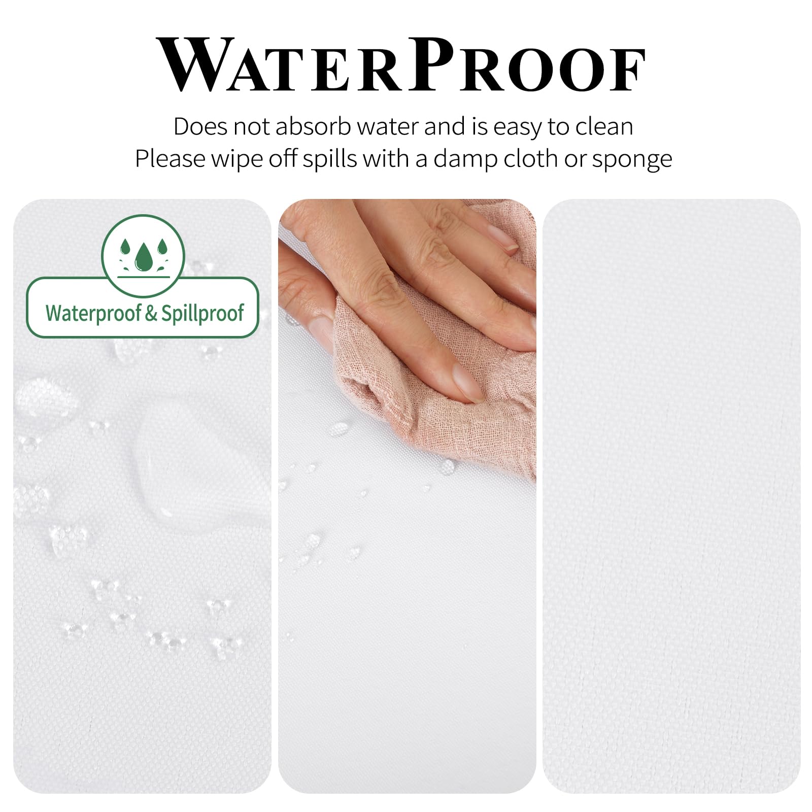 Teruntrue 4 Stück Premium wasserdichte Elastisch Bierhockerbezug, 220 x 25 cm, Unten sind 4 Fußtaschen angebracht, waschbare Bierhockerbezug für Bankette im Freien (Weiß)