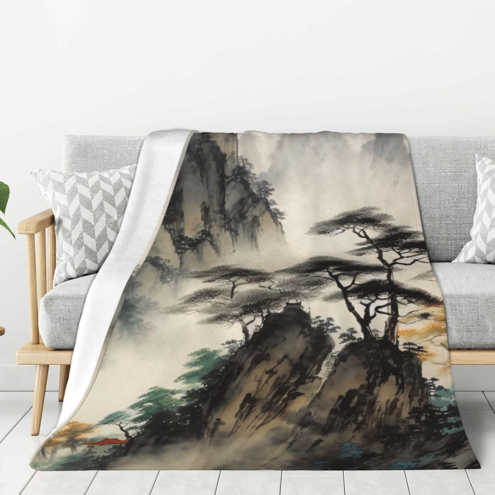 Plaid canapé climatisation couverture paysage chinois flanelle lit