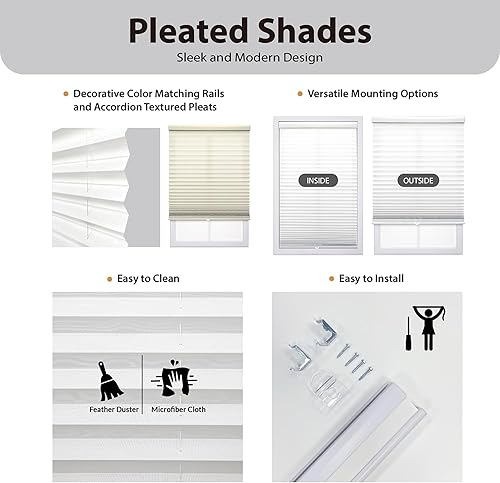 Miniatura 3 de DEZ FURNISHINGS - Persiana plisada filtrante de luz con listones de 1 pulgada, sin cordón, de tela, 27 pulgadas de ancho x 64 pulgadas de alto,