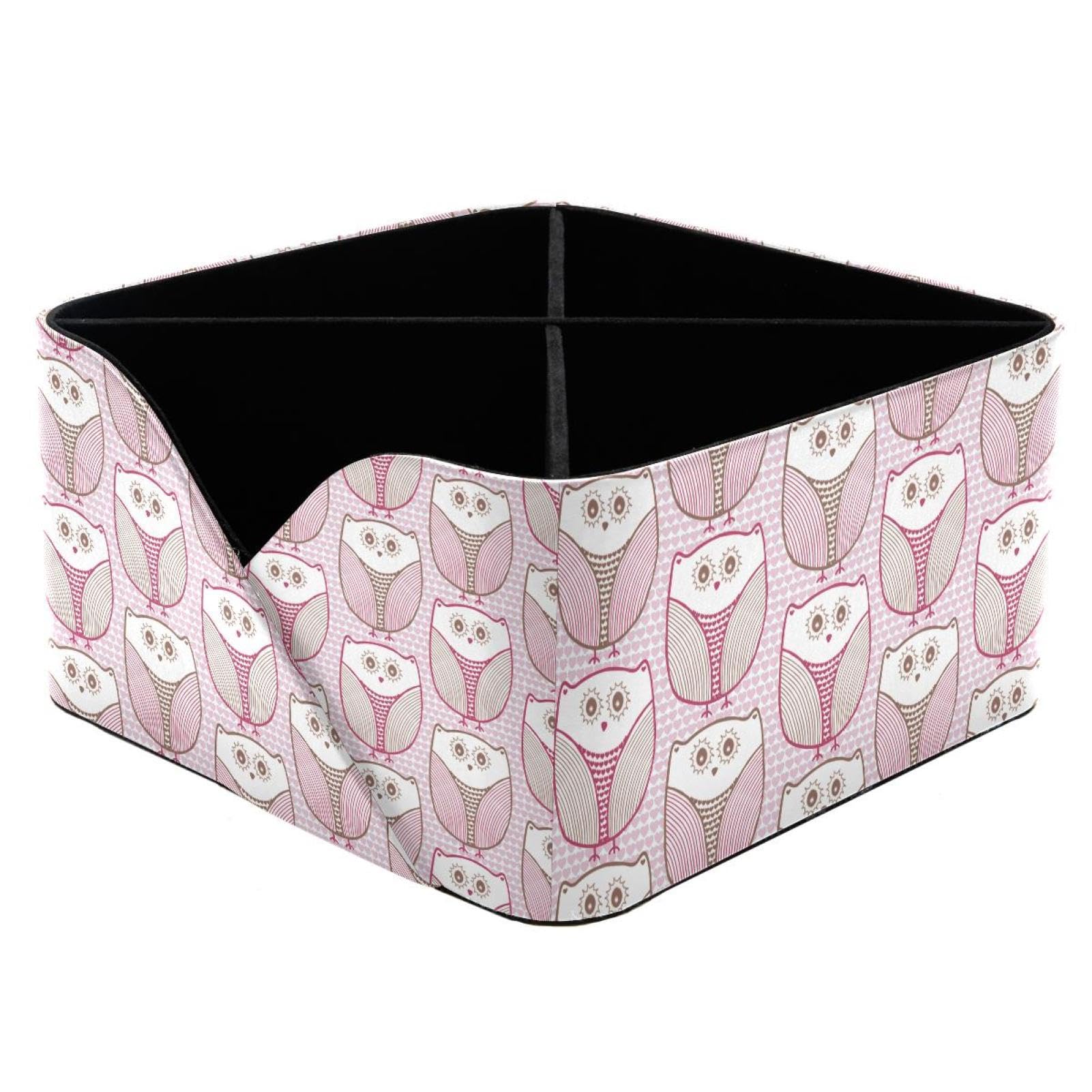 KengjuTesu Pink Baby Owl Desktop Organizer Pen Holder, Rectangular Pencil Cup for Office, Study and Makeup Stations