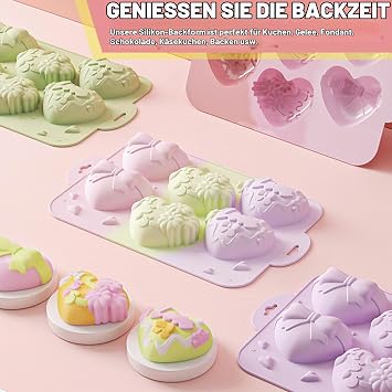 6 Löcher Herz Silikonform Formen Backen DIY Schokoladenformen Herzform Antihaft Silikonformen für Kuchen Schokolade Gelee Süßigkeiten usw Zufällige Farbe