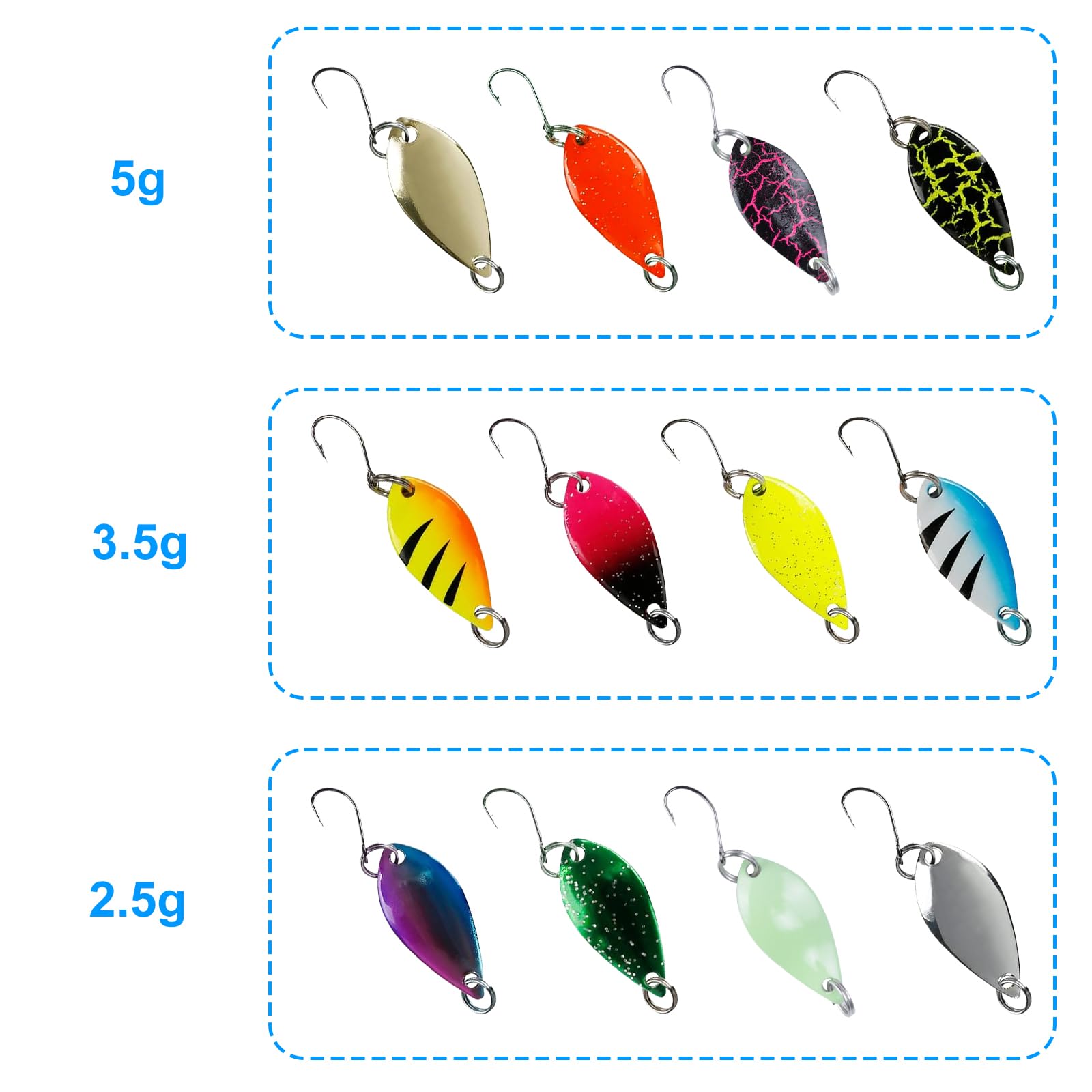 Jenzi Set 2 Cucchiai Da Pesca Montati - 60g E 80g Con Adesivo Petri Heil