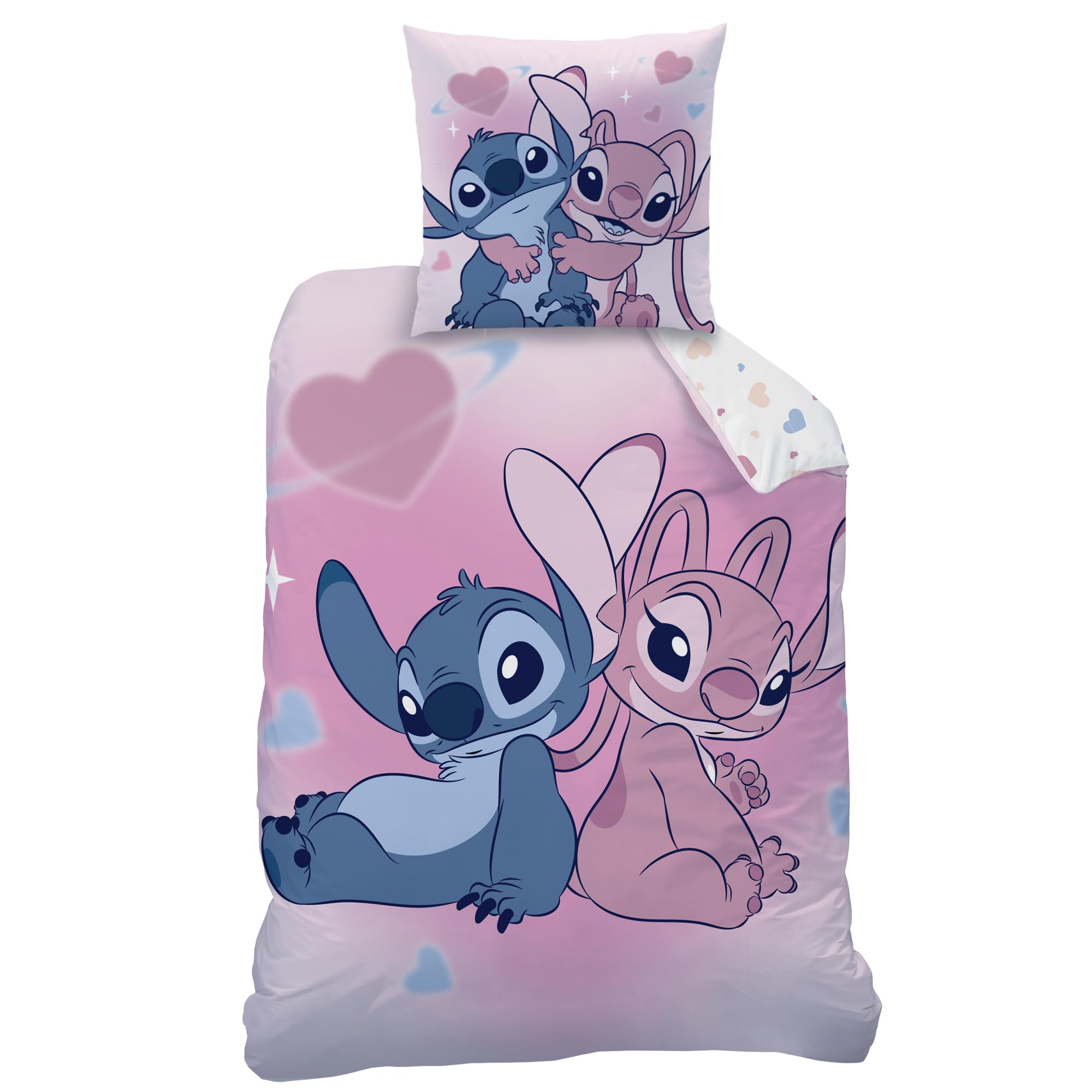 Disney Home Stitch Bisous Parure de lit 100% Coton - Licence Officielle