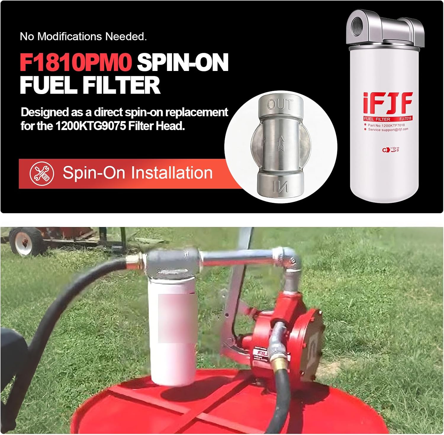 iFJF F1810PM0 Fuel Filter Spin-on Particulate Replacement for 1200KTG9075 Filter Head 18 GPM 1-12UN 10 Micron Carbon Steel Canister 2 Packs