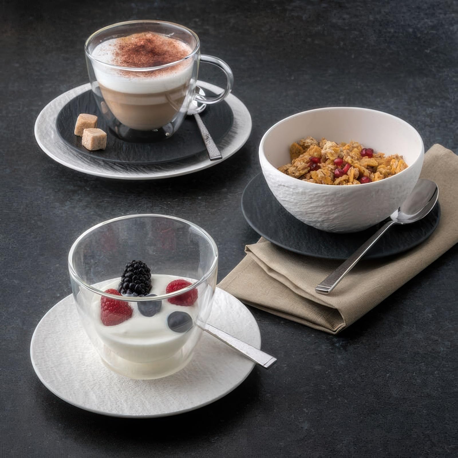 Villeroy & Boch Manufacture Rock Blanc - Juego de 6 platos para pan (porcelana, diámetro de 15,5 cm), color blanco