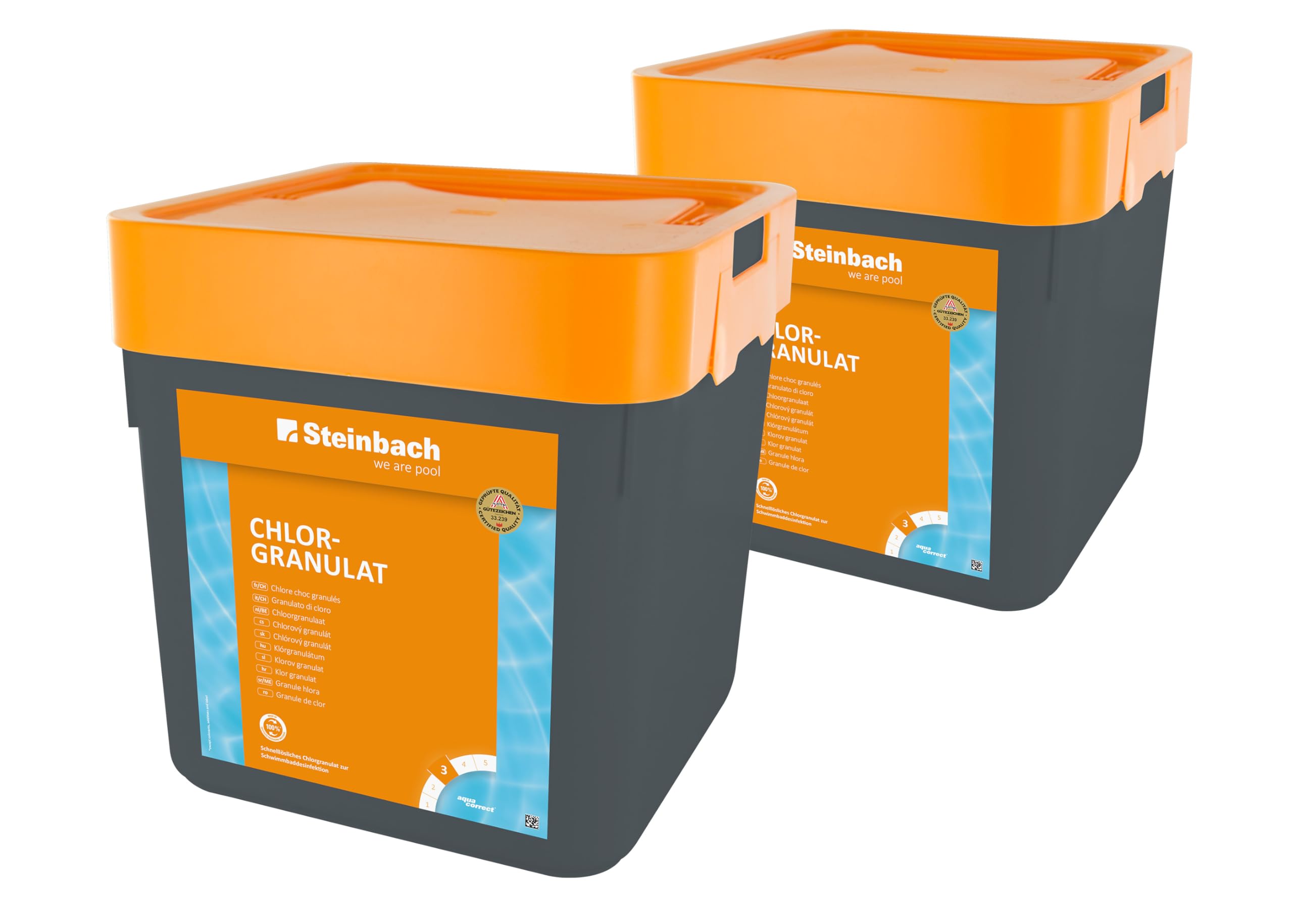 Steinbach Poolpflege Chlorgranulat - 0751205TV02-2x 5 kg - Schnelllöslich - Effektiv - Neutralisierend - auch für Erstdosierung und Schockbehandlung geeignet