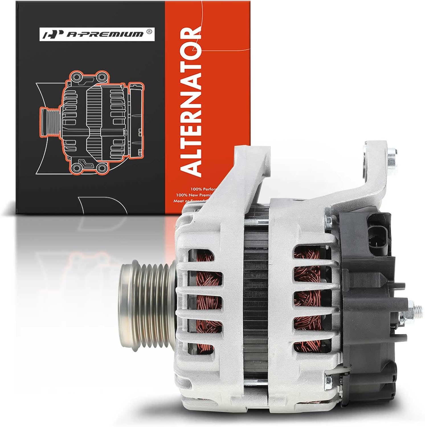 A-Premium Alternator Compatible with Chevrolet Cruze 2011-2015 1.8L, 12V 130A 6-Groove Clutch Pulley Clockwise