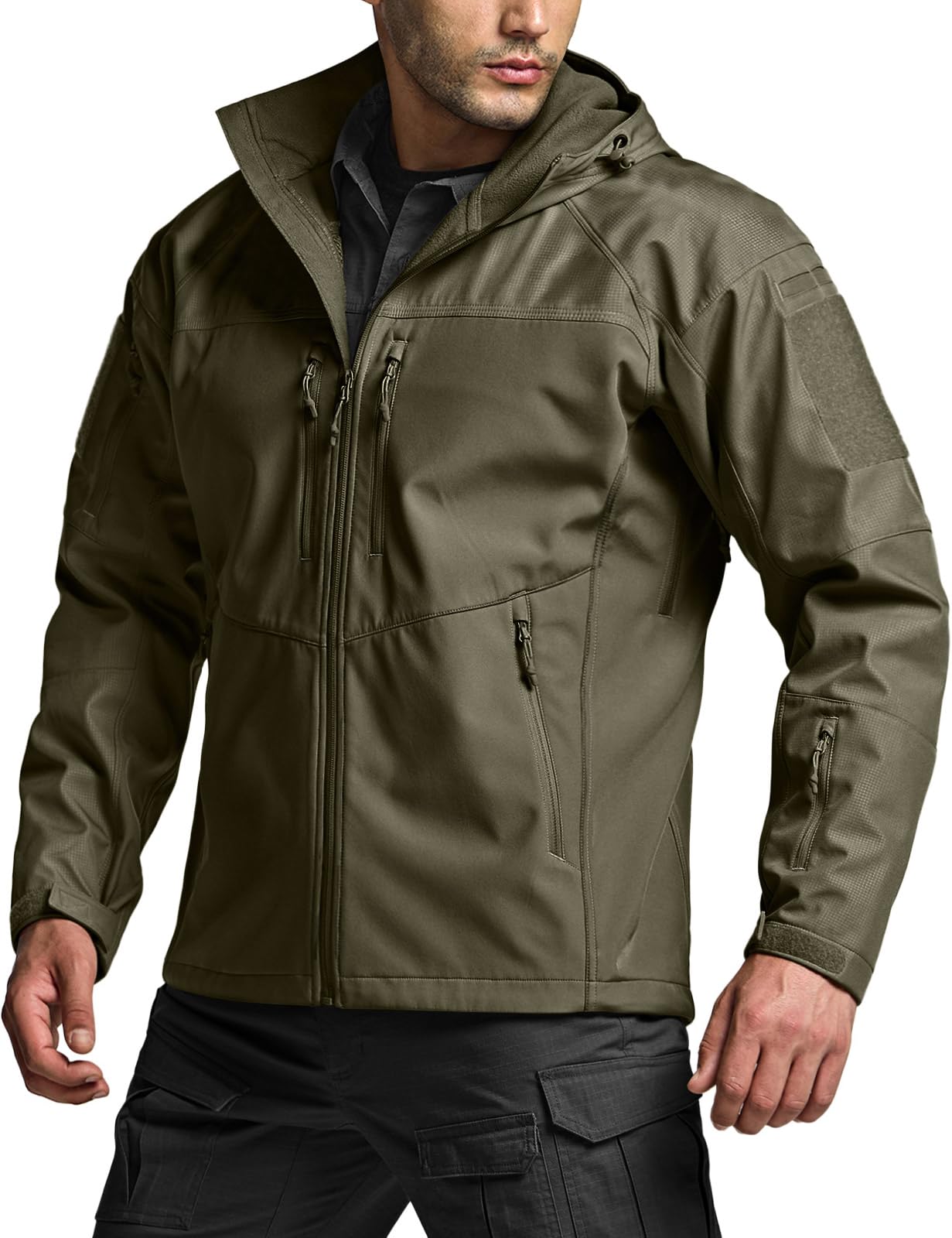 CQR Men's Tactical Softshell Jacket, Winter Warm Fleece Lined Coat, Water Resistant Outdoor Hunting Hiking Rain Windbreaker