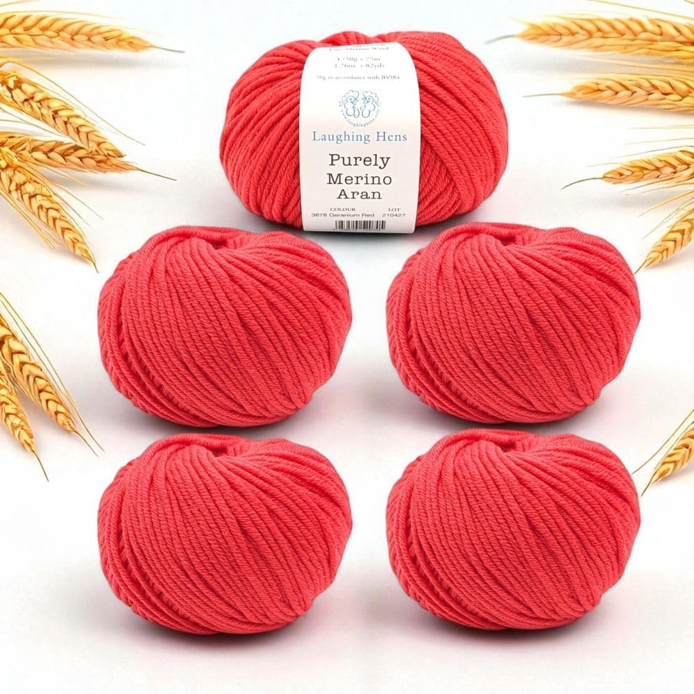 Aran-Weight 100% Superwash Fine Merino Wool Knitting and Crochet Yarn, Mulesing-Free, 5 x 50g Balls - Purely Merino Aran 3684 Dark Fruits