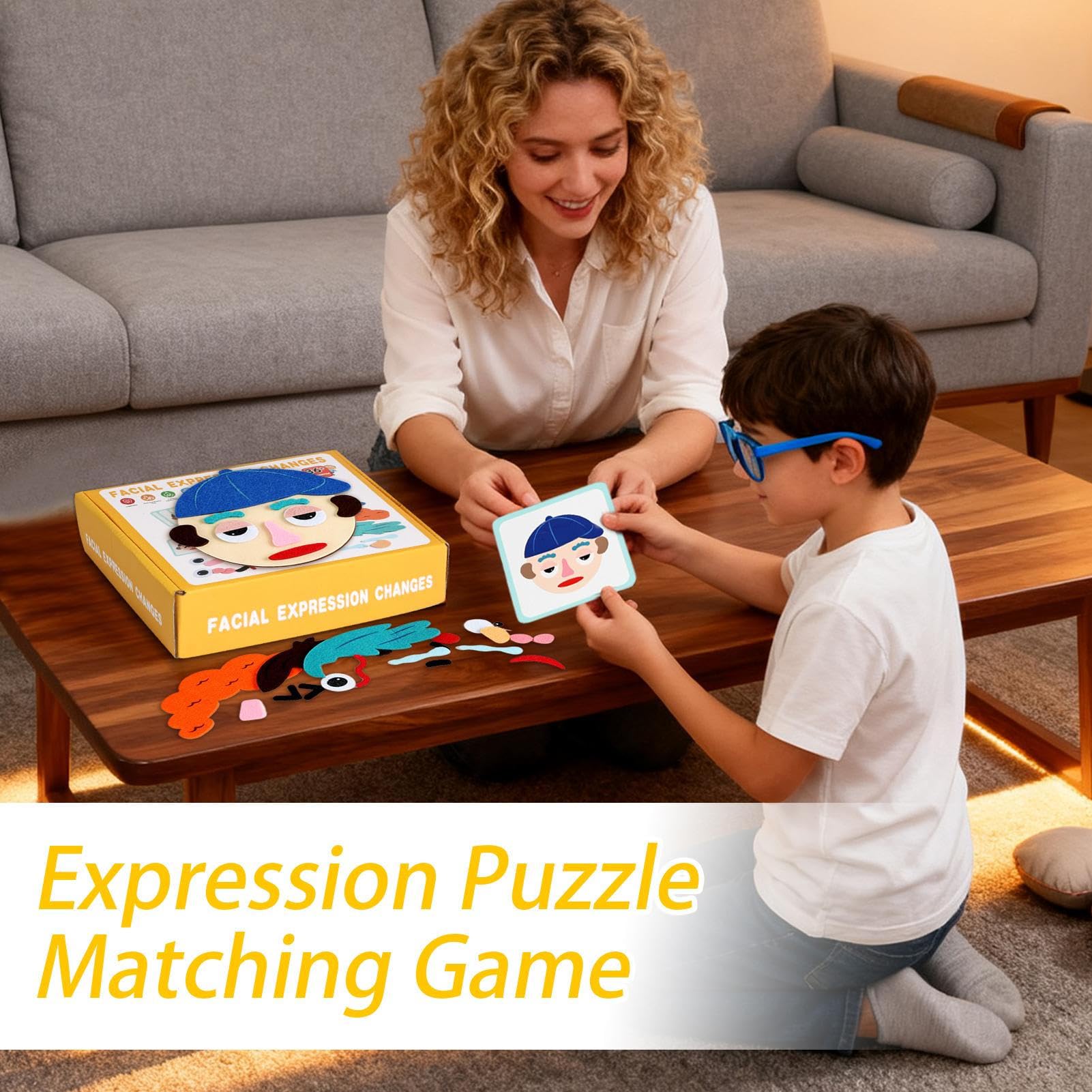 Giocattolo Dei Bambini Con Viso Ed Espressioni In Feltro,Gioco Educativo Divertente Con Carte Flash - Giocattolo Per L'Espressione Emotiva,Per Natale Asilo Compleanno Scuola Eventi Famiglia