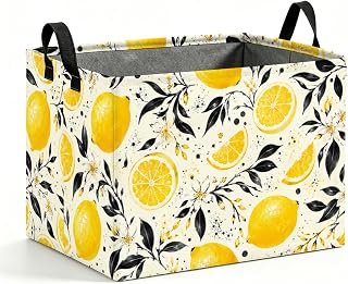 Lemon Floral Storage Basket 56L, Citrus Laundry Hamper Gift Organizer | Storage Basket for organizing clothes, toys, blankets and daily items, keeping rooms neat with stylish home decor.