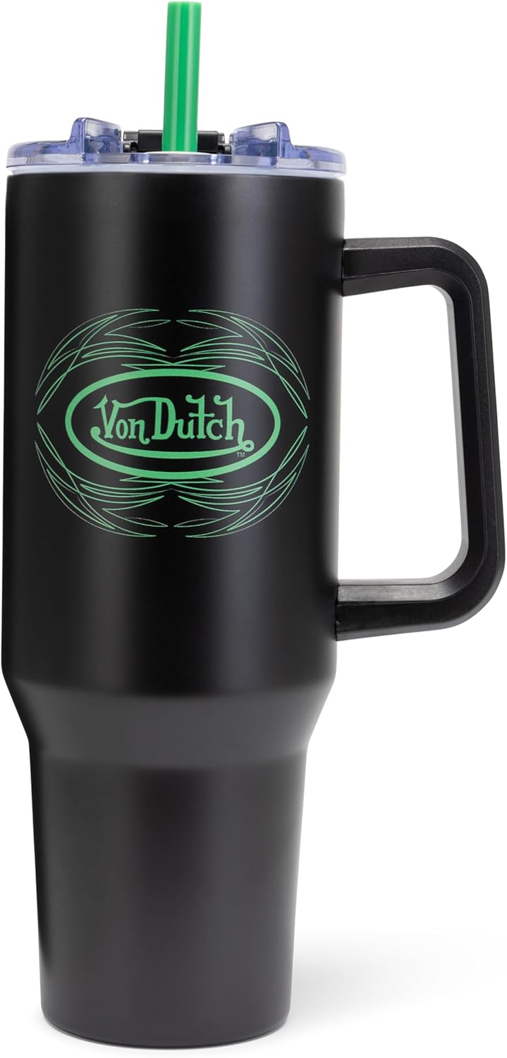 Von Dutch Leopard 40oz Double Walled Insulated Food Grade Stainless Steel Tumbler, BPA Free - 24 Hours Cold / 10 Hours Hot