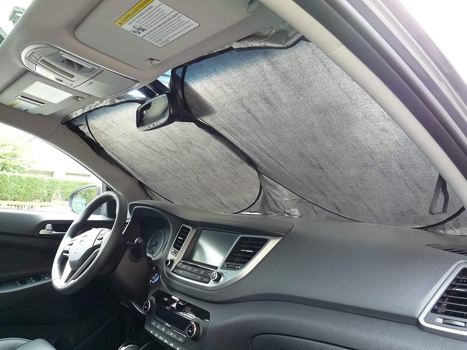 BlizeTec Car Sun Shade Premium Windshield Protector with Blind Spot Mirrors and Dashboard Anti-Slip Pad; Sedan and SUV Friendly