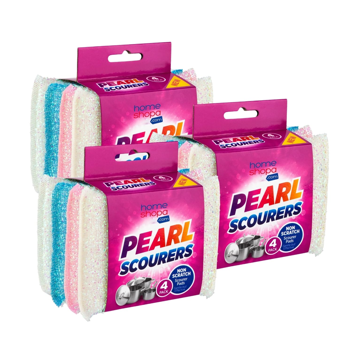 Homeshopa.com Multicolor Homeshopa Pearl Scouring Pads, 12 Pack Non-Scratch Kitchen Scrubbing Sponge, Washing Up Scourer, Multipurpose Cleaning Dishwashing Reusable Scrubber