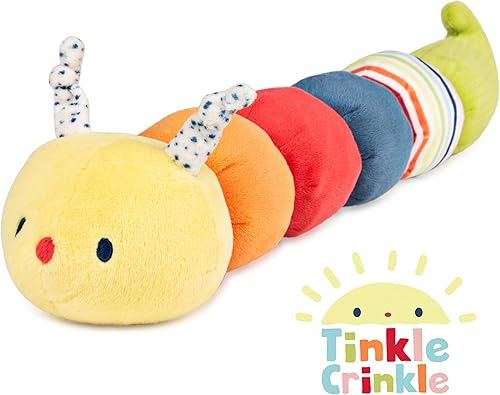 Vista 4 de GUND Baby Tinkle Crinkle Collection Essential Caterpillar - Peluche sensorial, 14 pulgadas Caterpillar 14