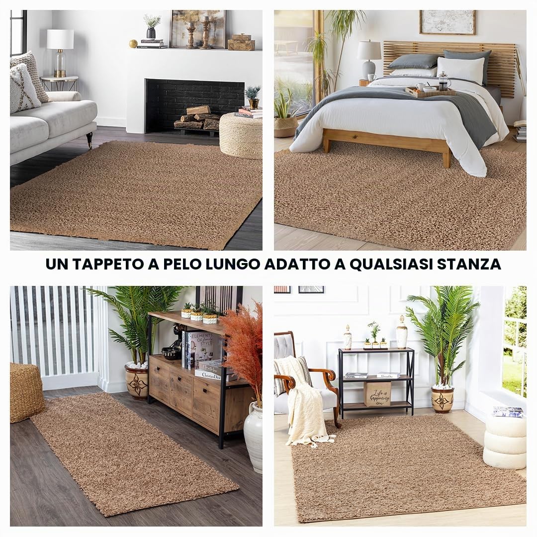 Livabliss Tappeto Shaggy Home Ampio Tappeto Salotto Moderno, Sala da Pranzo, Morbido Tappeti Shaggy per Camera da Letto, Motivo Astratto Berbero Peloso, leggera da Pulire, 120x170 cm Beige Chiaro