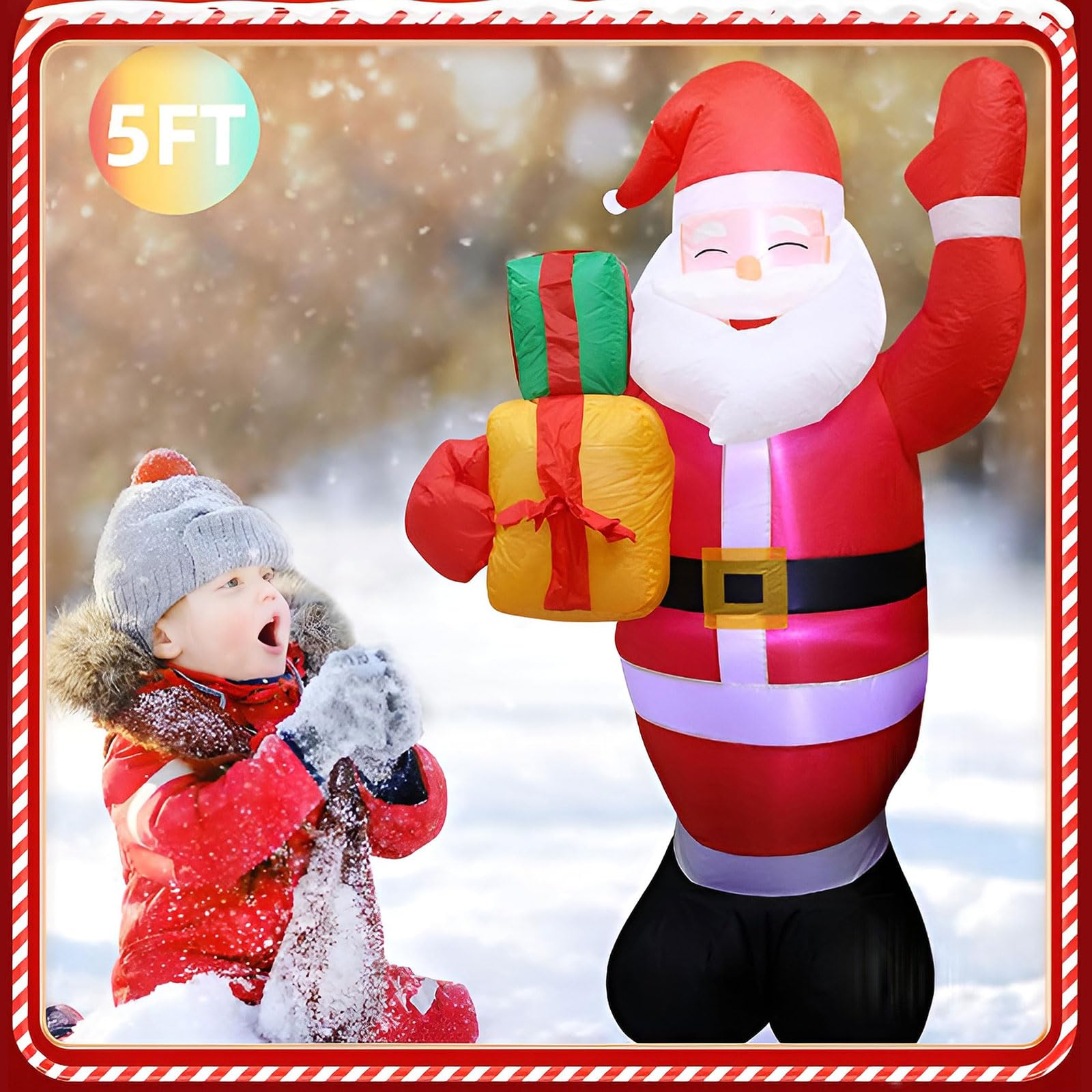 Decoración navideña Inflable 150cm Inflables navideños Papá Noel