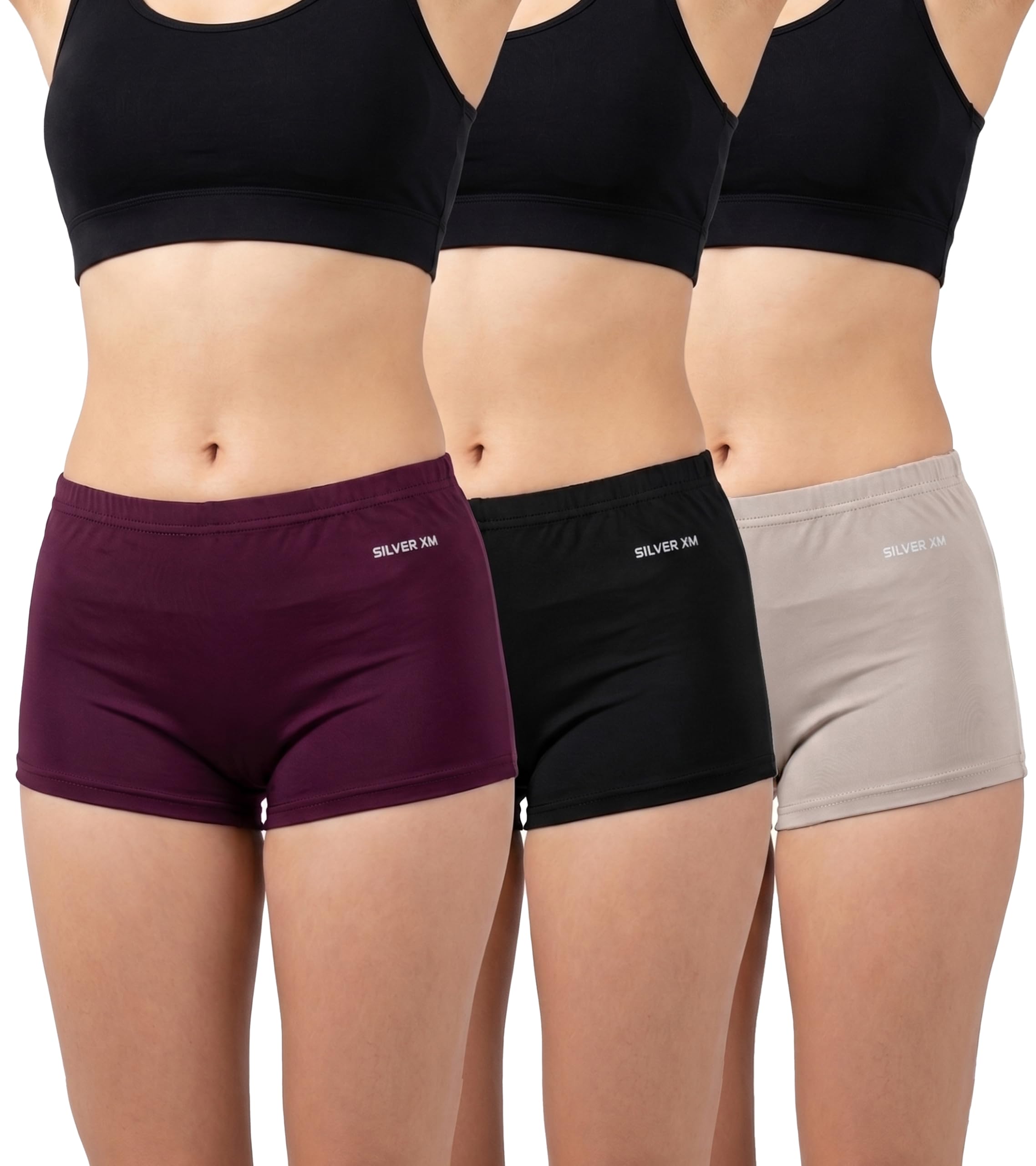 Breathable Stretchable Cotton Blend Women Full Coverage Boyshort Panties (Pack of 3)-image-4
