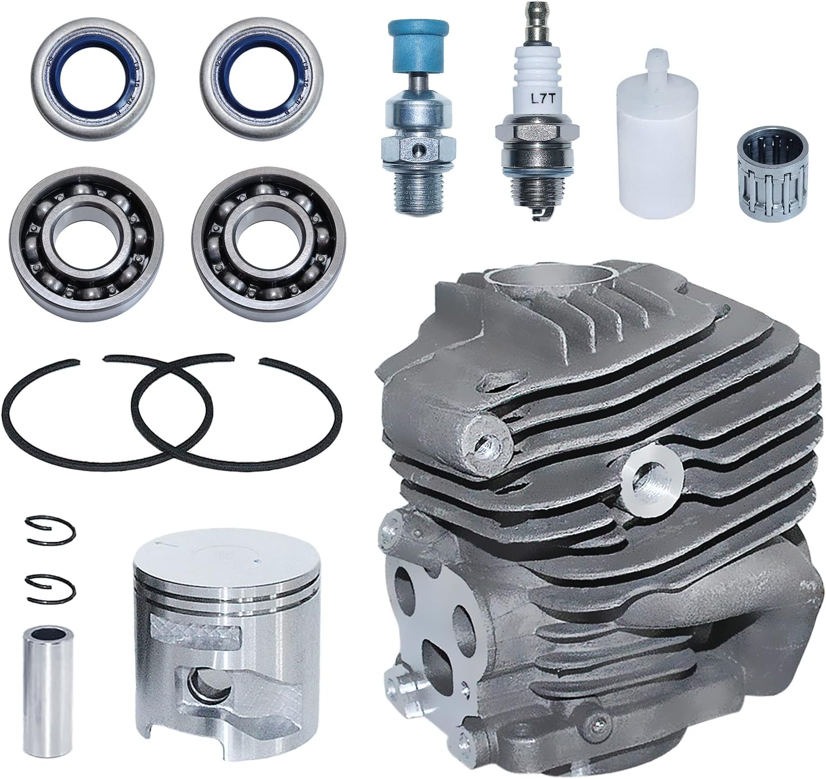 – AUMEL 51mm Cylinder Piston Kit for Husqvarna K760 K750 Cut-Off Concrete Saw Chainsaw Cylinder Replacement with Bearings Decompression Valve Fuel Filter Spark Plug 5814761-02 506 38 61-71