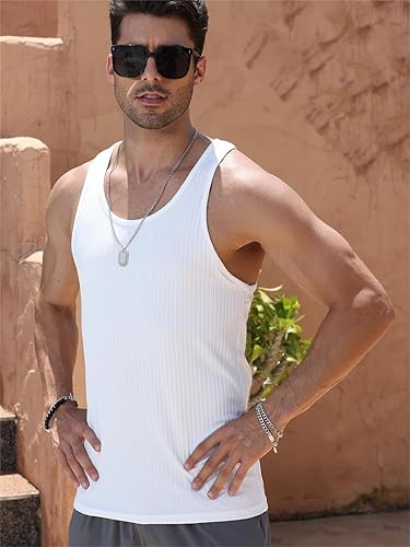 Miniatura 3 de Camisetas sin mangas para hombre, camisetas musculares para entrenamiento, gimnasio, camisetas de entrenamiento a rayas