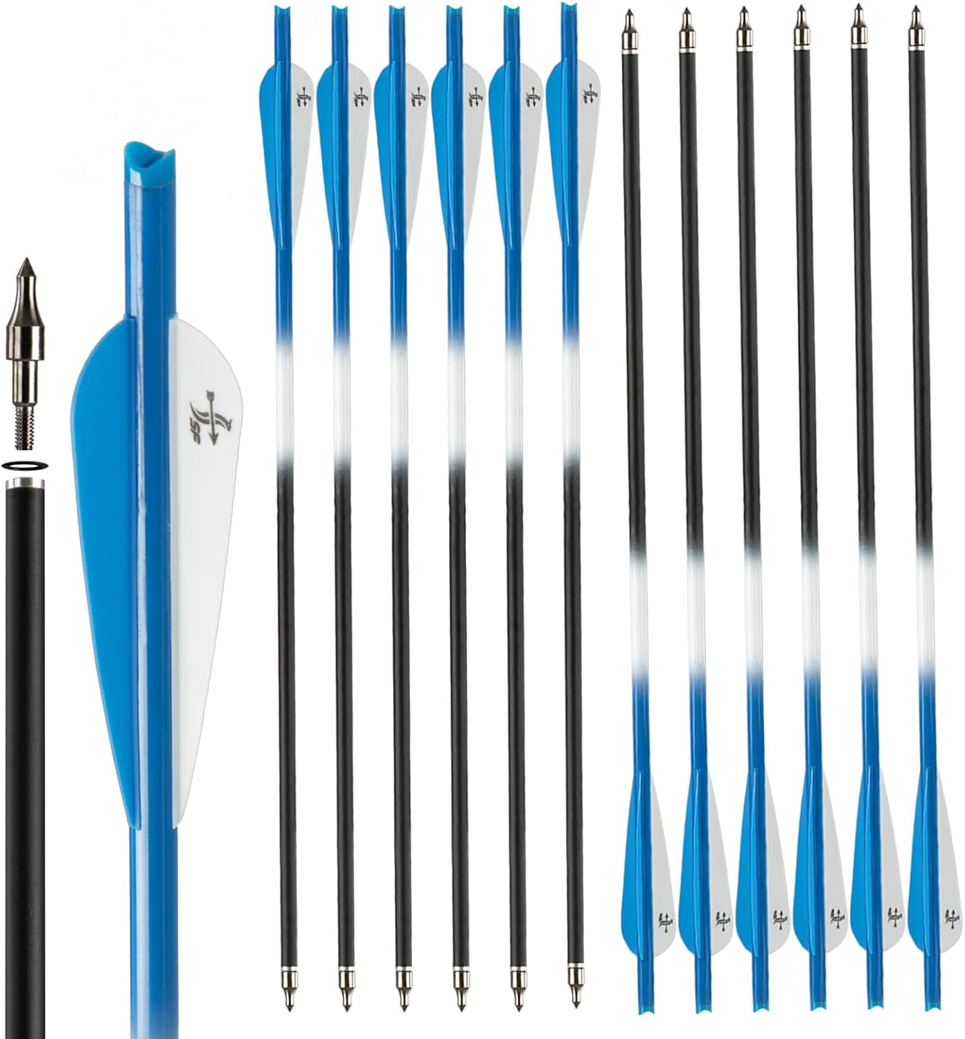 s f crossbow bolts crossbow arrows carbon archery for hunting and target practice(pack of 12) 18inch blue