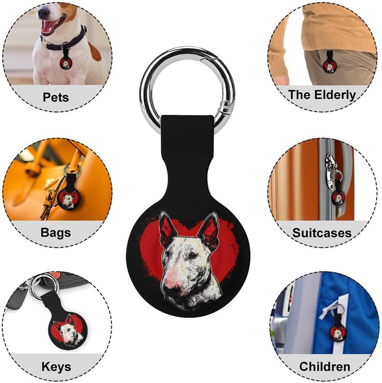 Bull Terrier Love Funny Cover Compatible with AirTag image 3