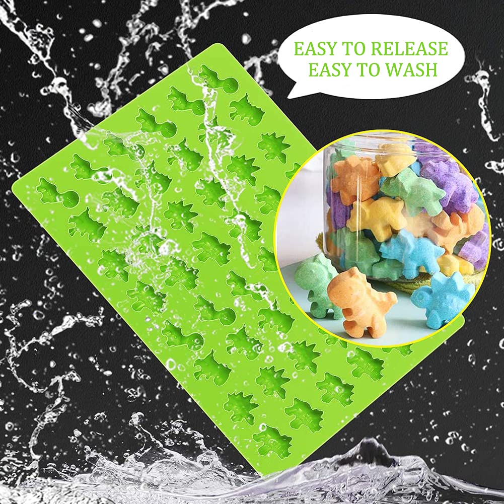 Moule Chocolat Silicone Lot De 5 Moules à Bonbons En Silicone - Dinosaure, Ours, Beignet, Cœur, Fruits - Avec 2 Compte-gouttes Moule Petite Taille