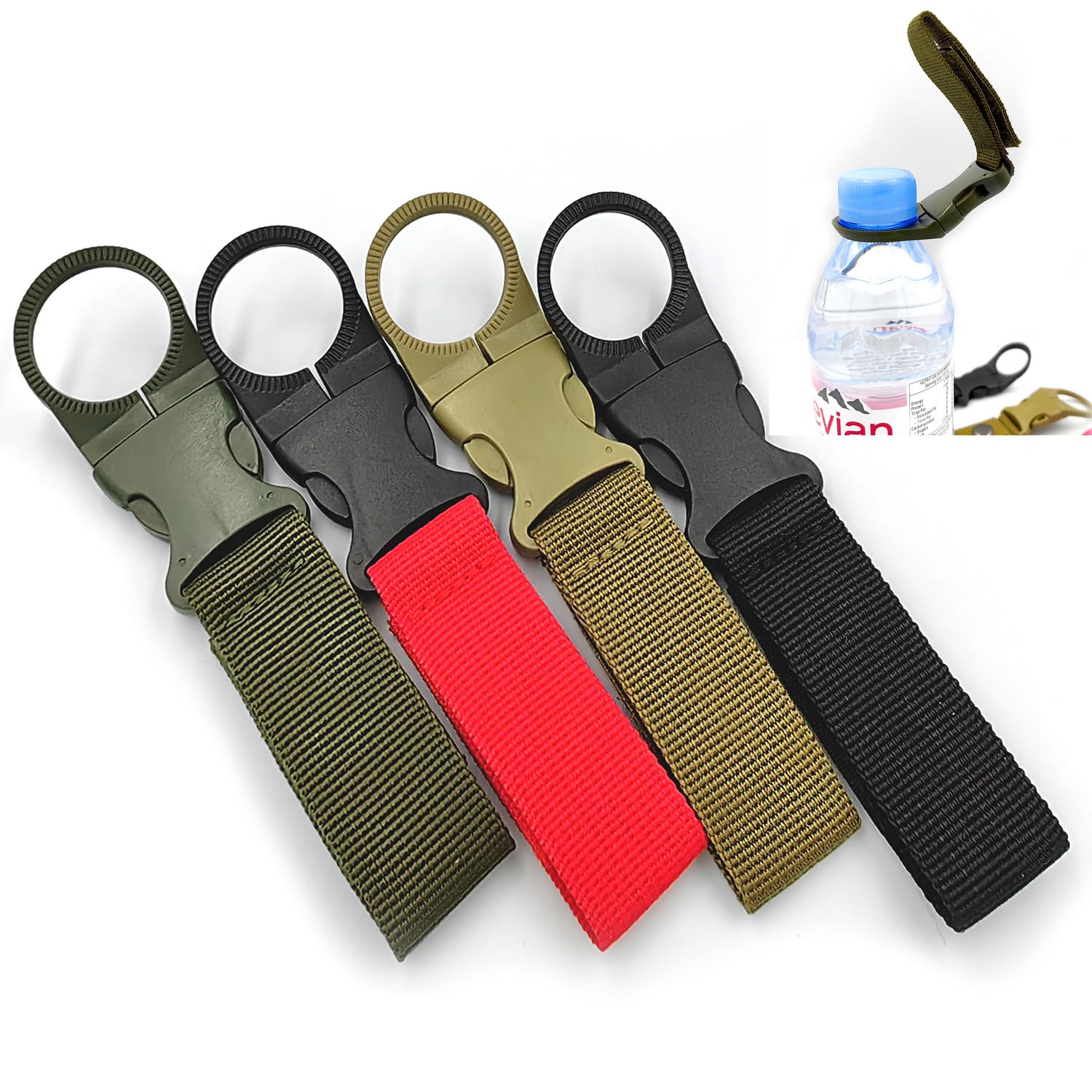 4pcs Hanging Bottle Buckle Clip Carabiner, Portable Mineral Water Bottle Clip for Outdoor Camping Hiking Traveling