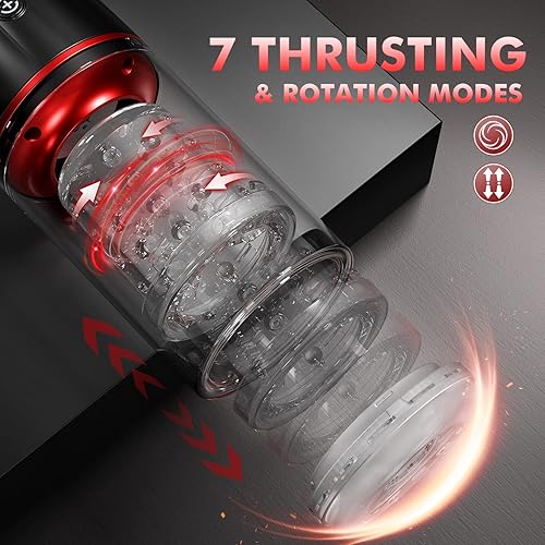 Miniatura 10 de Masturbadores machos de succión automática: 7 vibraciones y succión mejoradas, manos libres, bolsillo para coño macho, con textura realista 3D