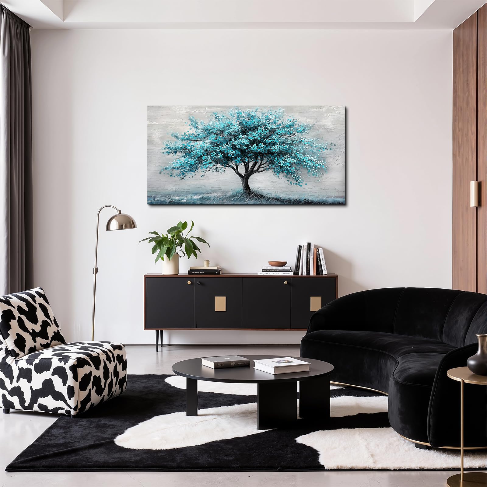 SERIMINO Natürliche Wandbilder Baum des Lebens Leinwand Bilder 73x146 cm | Lebensbaum Wanddeko, Hd Druck, Massivholzrahmen, Feine Leinwand, Diverse Größen, Einfache Montage, Geschenk