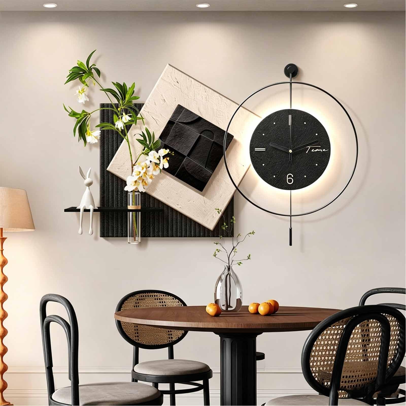 YDAECKRYVB 3D Sandstone Wall Decor，Decorative Wall Clock Art With LED Lighting，Hanging Wall Clock Ornament (Silent Quartz Movement)， Suitable For Living Rooms And Entryways(C,50 * 70cm/19.7 * 27.6in)